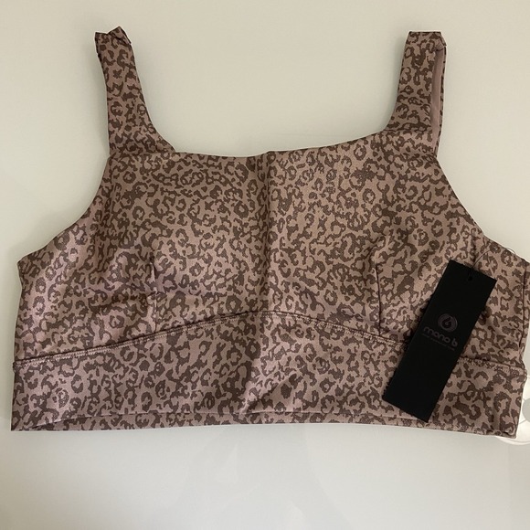 Mono B Women's XL Gold Foil Leopard Print Sports Bra & Leggings Set NEW Curvy‎ - Picture 2 of 10
